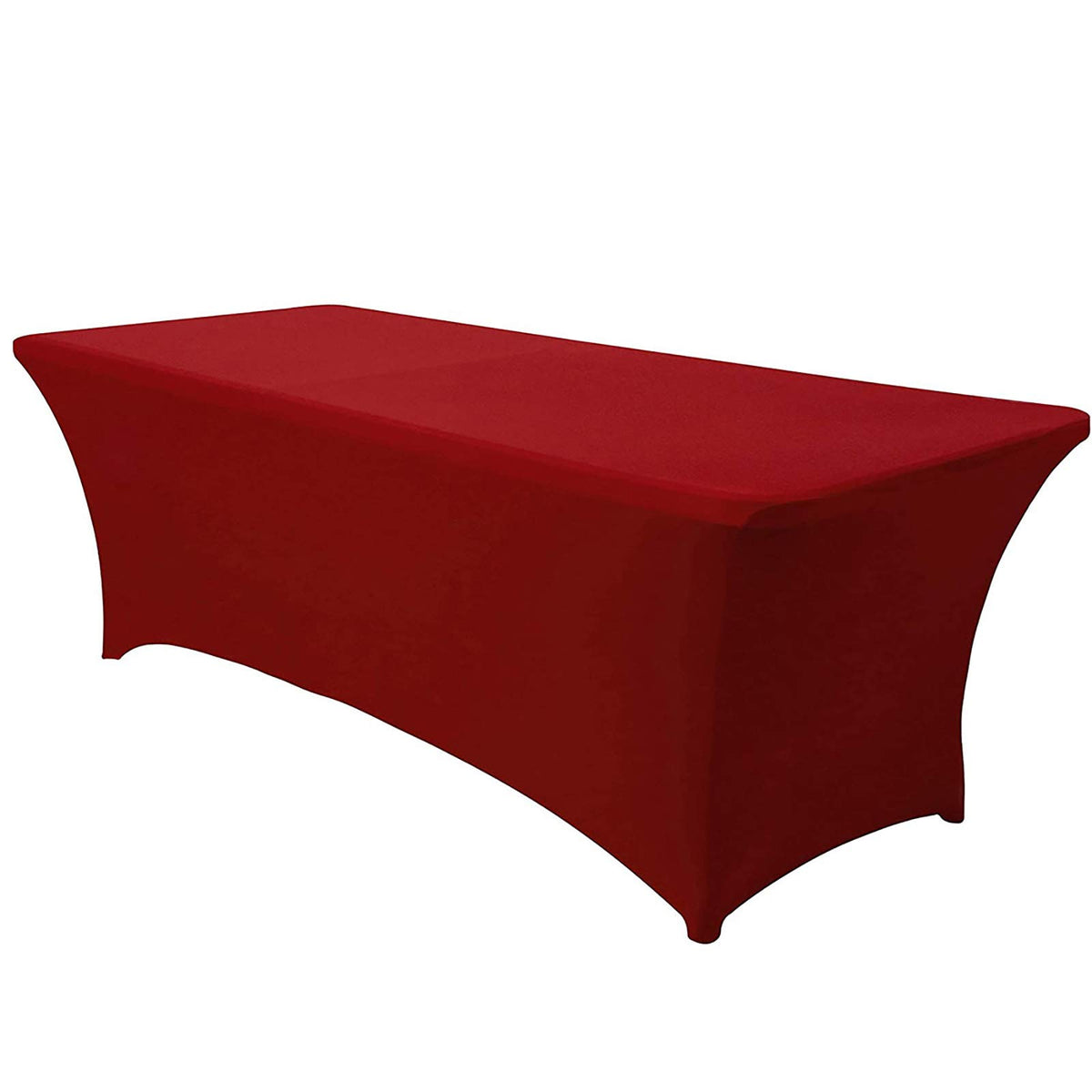 GEBIN Rectangular Stretch Tablecloth, Spandex Tight Fit Table Cover, 4/6/8ft Foot Rectangular Fit Wedding Banquet Trestle Table. (Dark red,6FT)