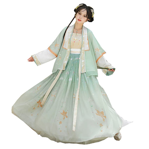 Ez-sofei Women Chinese Traditional Ancient Stage Performance Costume Hanfu Dress (Green-B, L)