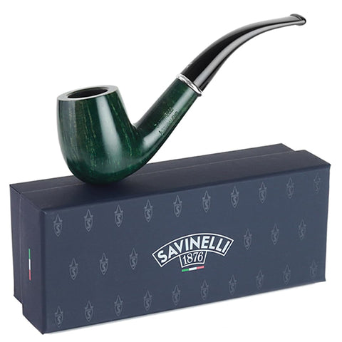 Savinelli Arcobaleno Green 606 KS - Colorful Stained Wood, Handmade Briar Pipe From Italy, Straight Wood Pipes, Briar Wood Collectible Pipe