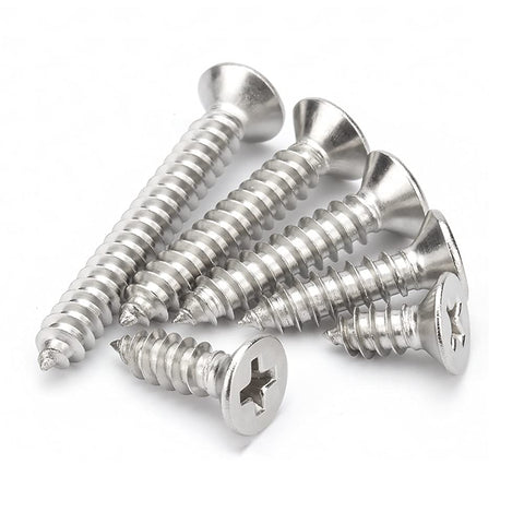 BOZONLI Countersunk Self Tapping Screw 304 Stainless Steel Wood Screws Cross Flat Head Drywall Screws for Plastic Wood Soft Metal, M4×10mm,50 pcs