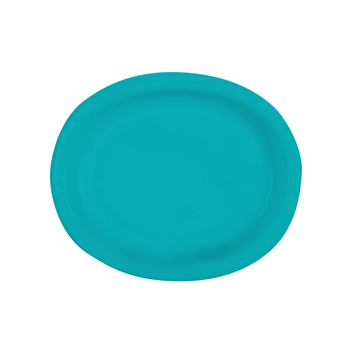 Unique Solid Paper Oval Plates - 12" | Caribbean Teal | 8 Pcs