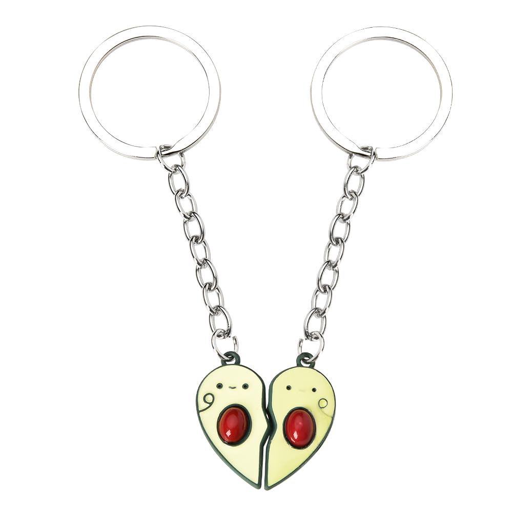 Xiyantiji Matching Friendship Keychain for 2 Best Friends Besties Butterfly Avocado Rainbow BFF Birthday Christmas Gifts, Avocado, S