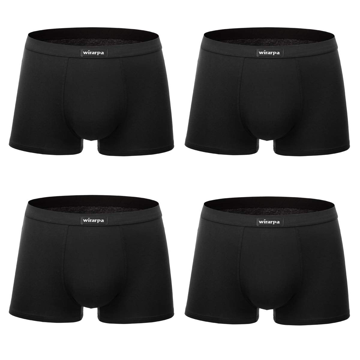 wirarpa Mens Mirco Modal Underwear Trunks Soft Boxer Shorts Gents Microfibre Underpants Multipack Black Size M