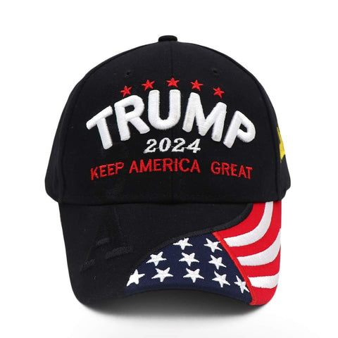 MAGA Hat Trump 2024 Hat Make America Great Again Hat Donald Trump Merchandise Embroidered Adjustable Baseball Cap, Black, 7-7 5/8