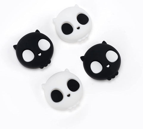 GeekShare Halloween Silicone Skull Steam Deck Thumb Grip Caps, Joystick Cover Compatible with Steam Deck Only,4PCS (White & Black)