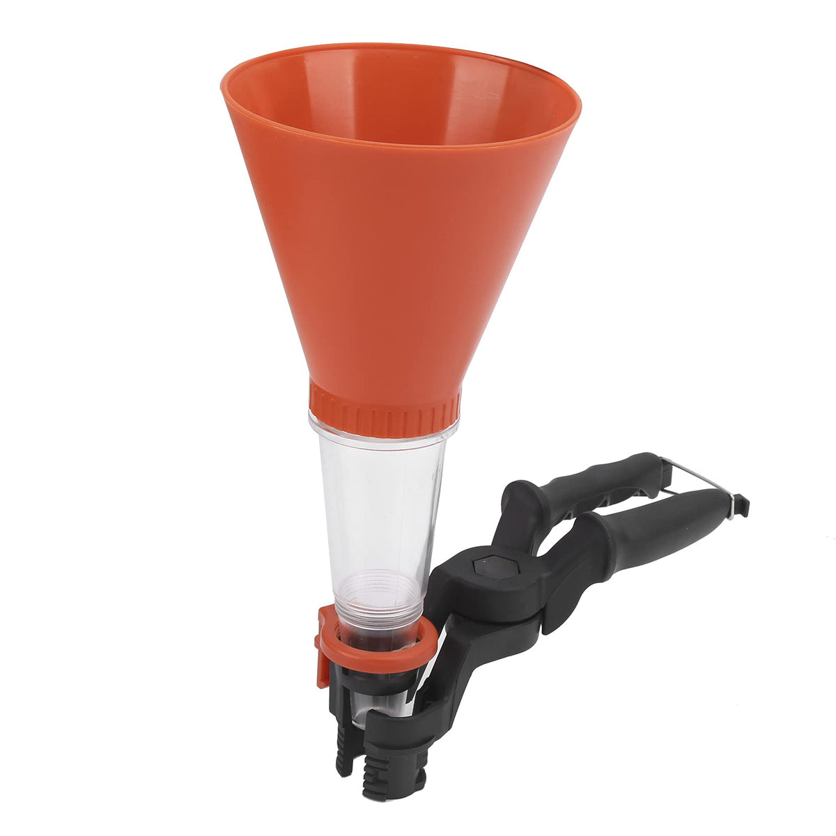 Oil Fill Funnel Kit, 3Pcs Universal Car Engine Oil Funnel, Fast-Clamp Oil Filter, Oil Change Kit, Anti Static Wide Mouth Fuel Funnel with Clamp, Spill-Free Oil Filling Funnel Kit (Orange)