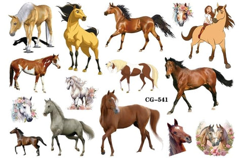 Generic UNITEDSTA Horses Temporary Tattoos for Kids Birthday Party Supplies Favor 125 Pcs Stickers Super Cute Gifts Kentucky Rose Decorations Girls Boys Cowgirl Classroom School Prizes Themed