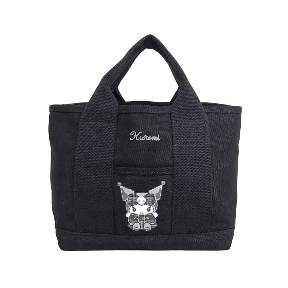 Roffatide Kuromi Lunch Bag for Work Reusable Insulated Lunchbox Travel Picnic Container Foldable Sack Canvas Lunch Tote Bag for Women Men Black