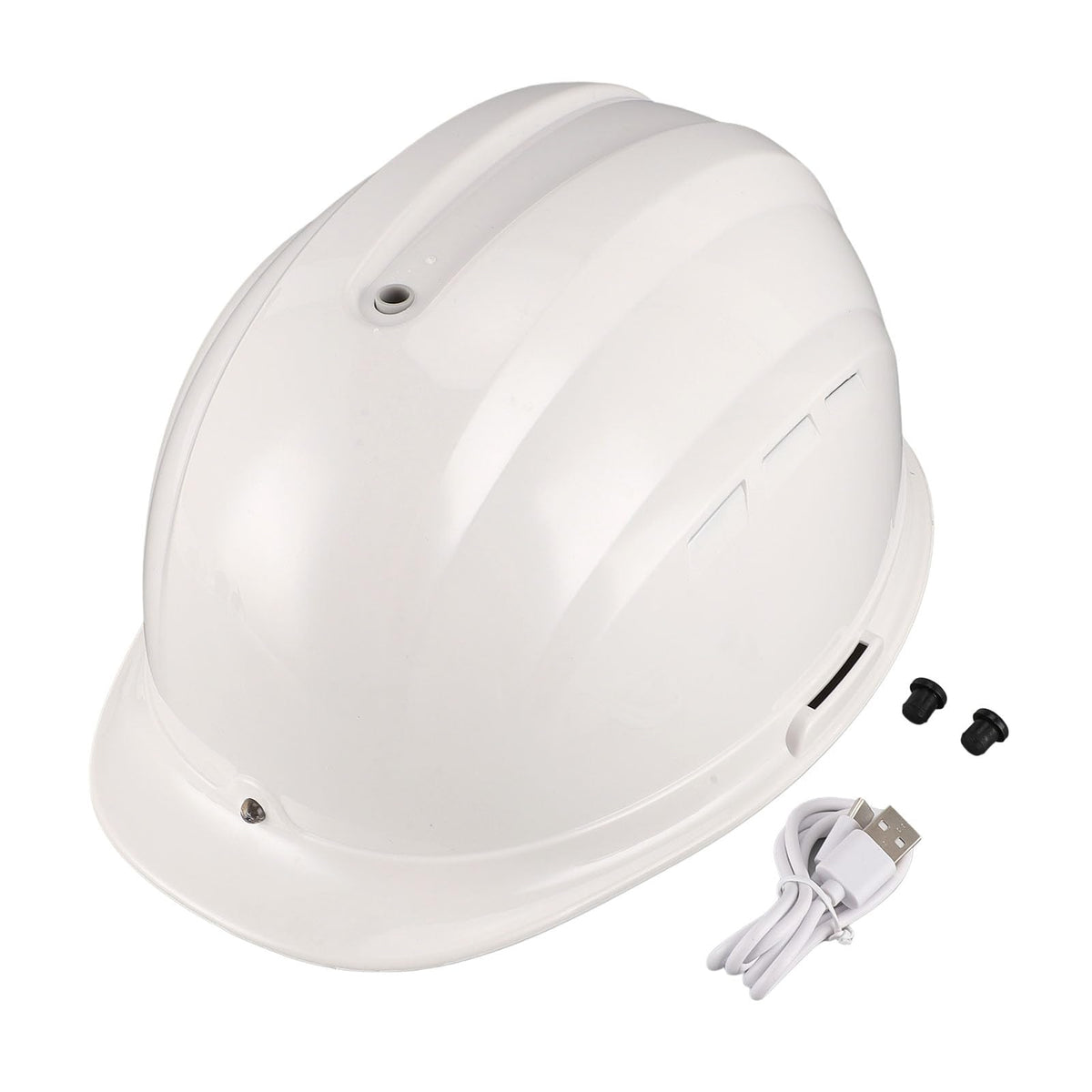 White 8000mAh Dual Fan Air Conditioner Massage Helmet Built in Air Conditioner Sunscreen Sun Shade Summer Cooler Solar Massage Premium Helmet