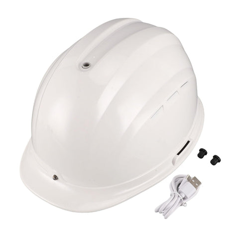 White 8000mAh Dual Fan Air Conditioner Massage Helmet Built in Air Conditioner Sunscreen Sun Shade Summer Cooler Solar Massage Premium Helmet