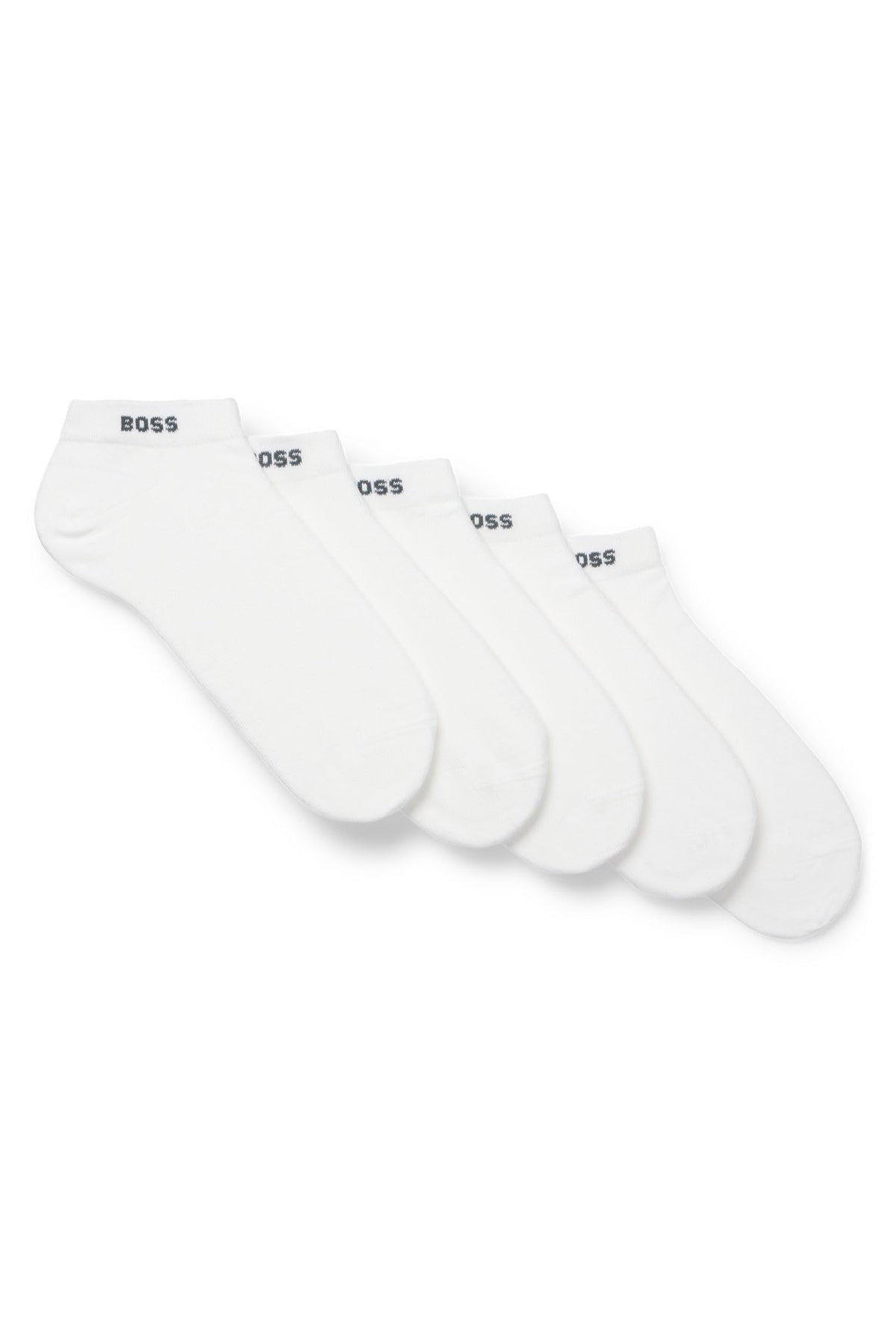 BOSS Mens 5P AS Uni CC Five-pack of cotton-blend ankle-length socks with branding