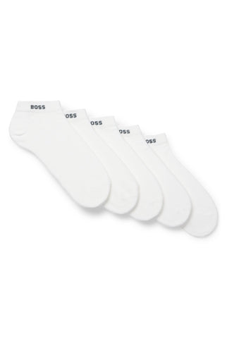 BOSS Mens 5P AS Uni CC Five-pack of cotton-blend ankle-length socks with branding