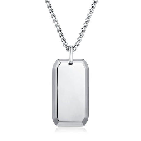 COAI Dog Tag Tungsten Steel Necklace Stainless Steel Necklace for Men, Men's Silver Necklace 22"