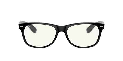 Ray-Ban RB2132F New Wayfarer Low Bridge Fit Square Sunglasses, Black/Clear, 52 mm