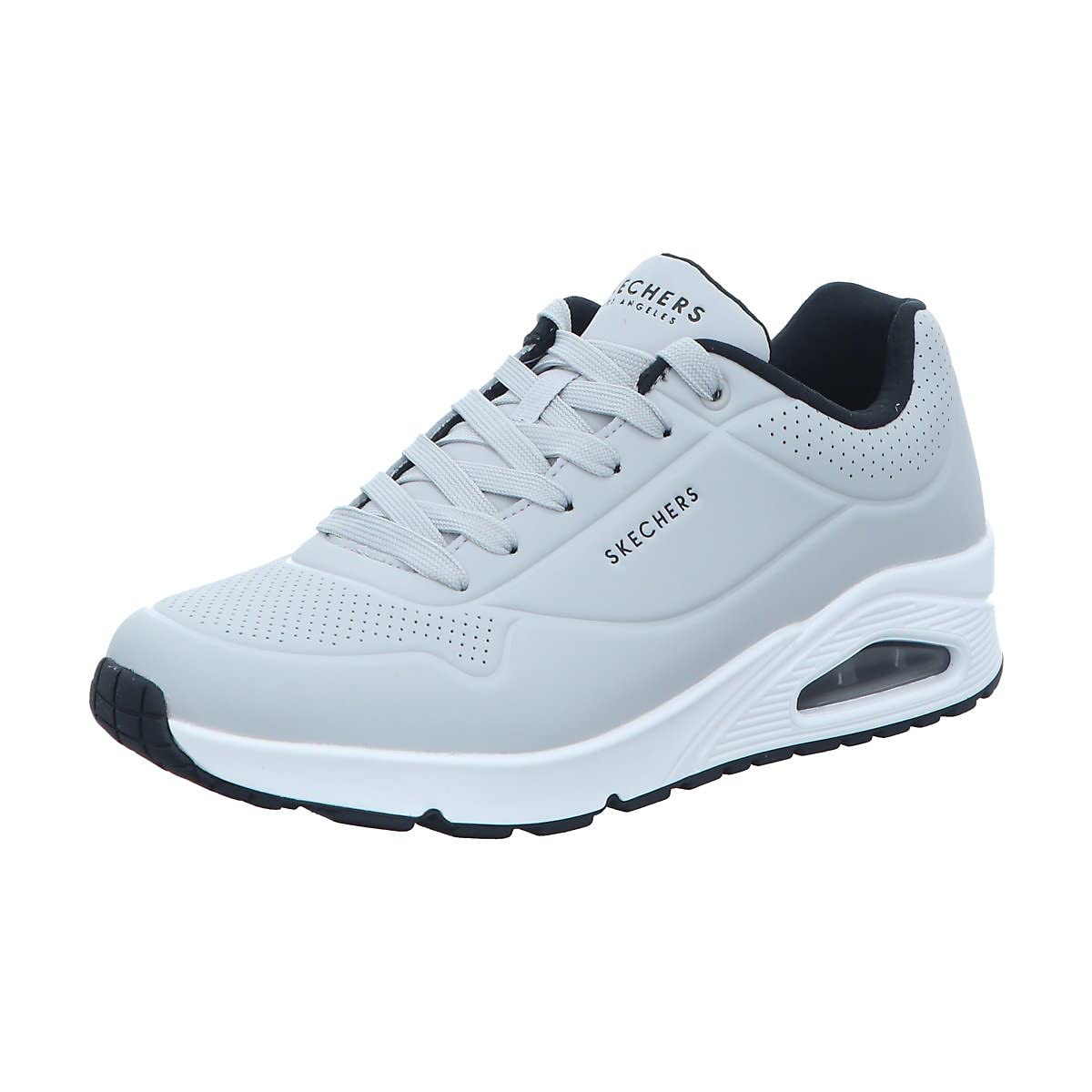Skechers Men's UNO Stand ON AIR Sneakers, Light Gray Durabuck Black Trim, 7