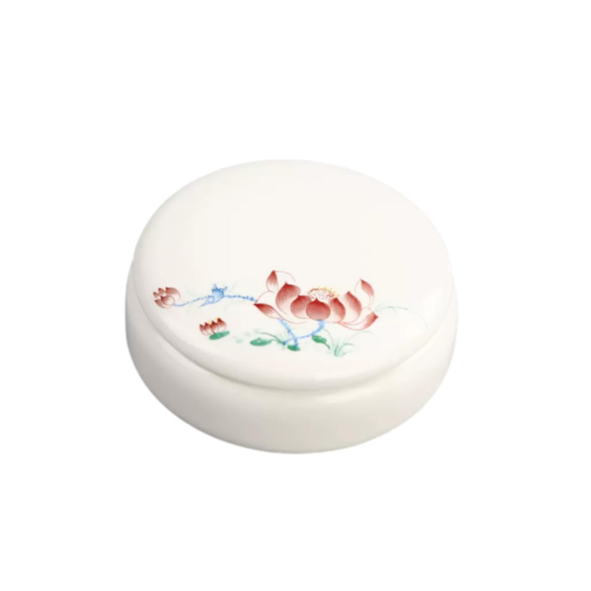 MELUNG Hand-Painted Chinese Lotus Ceramic Box - Portable and Versatile Storage Treasure
