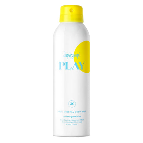 Supergoop! PLAY 100% Mineral Sunscreen SPF 30 Mist, 6 fl oz - Sunscreen Spray - Full Coverage Body Sunscreen for Sensitive Skin - Water & Sweat Resistant - Great for Active Days