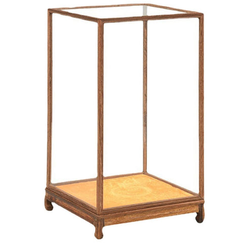 Beavorty Figurine Display case Glass Display Cube Doll Display case Antique Holder Glass Display case Collections Container Acrylic vases Craft Model Display Case countertop Box Mini Wooden