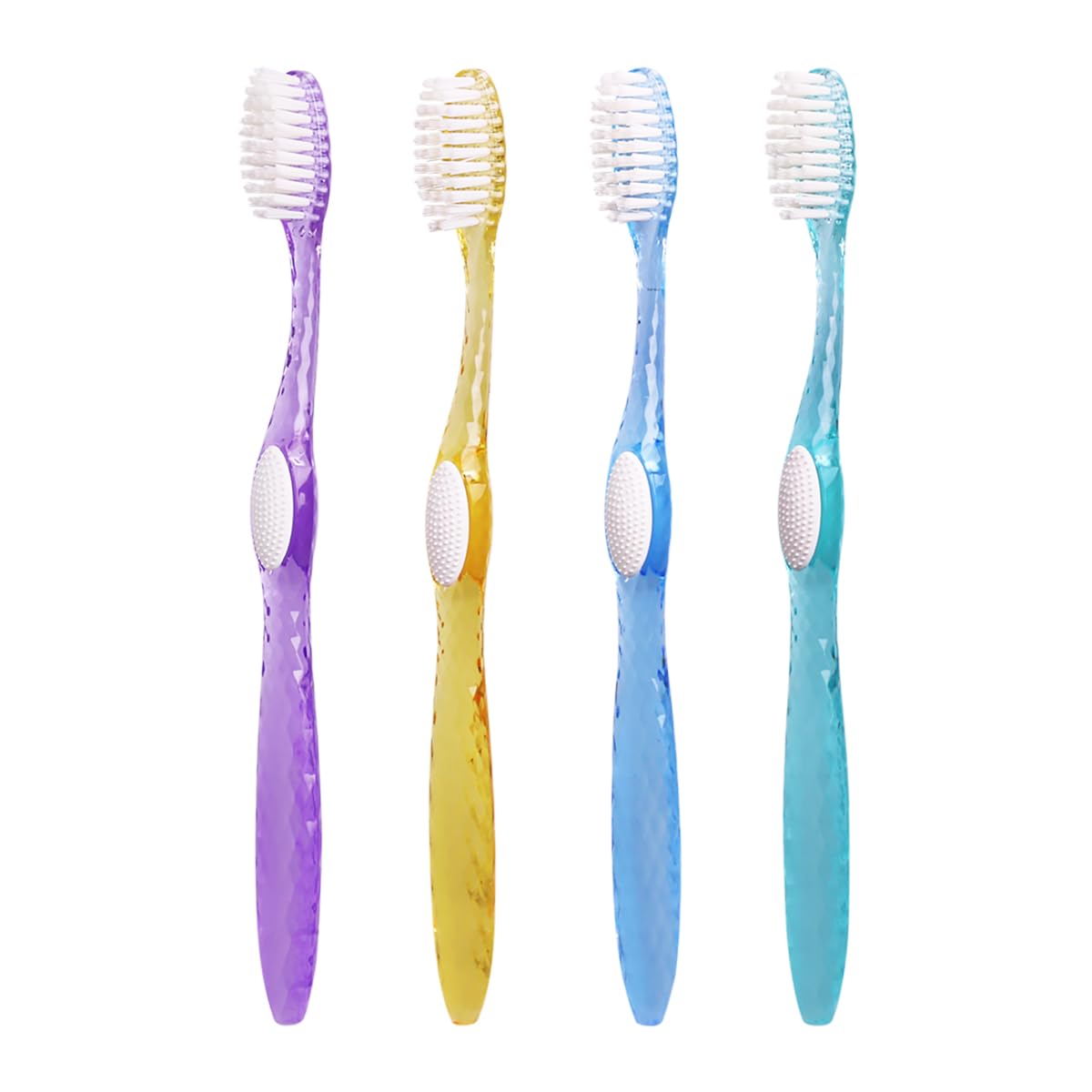 Colincie Firm Toothbrush, Extra Hard Bristle for Adult Smokers,Multicolor Transparent Travel Toothbrush Kit,Denture Toothbrush with Case Pack of 4 (4)