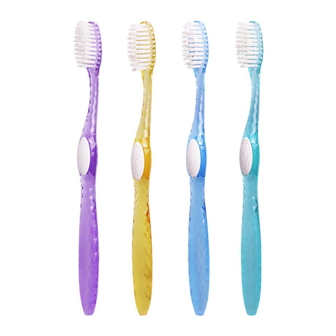 Colincie Firm Toothbrush, Extra Hard Bristle for Adult Smokers,Multicolor Transparent Travel Toothbrush Kit,Denture Toothbrush with Case Pack of 4 (4)