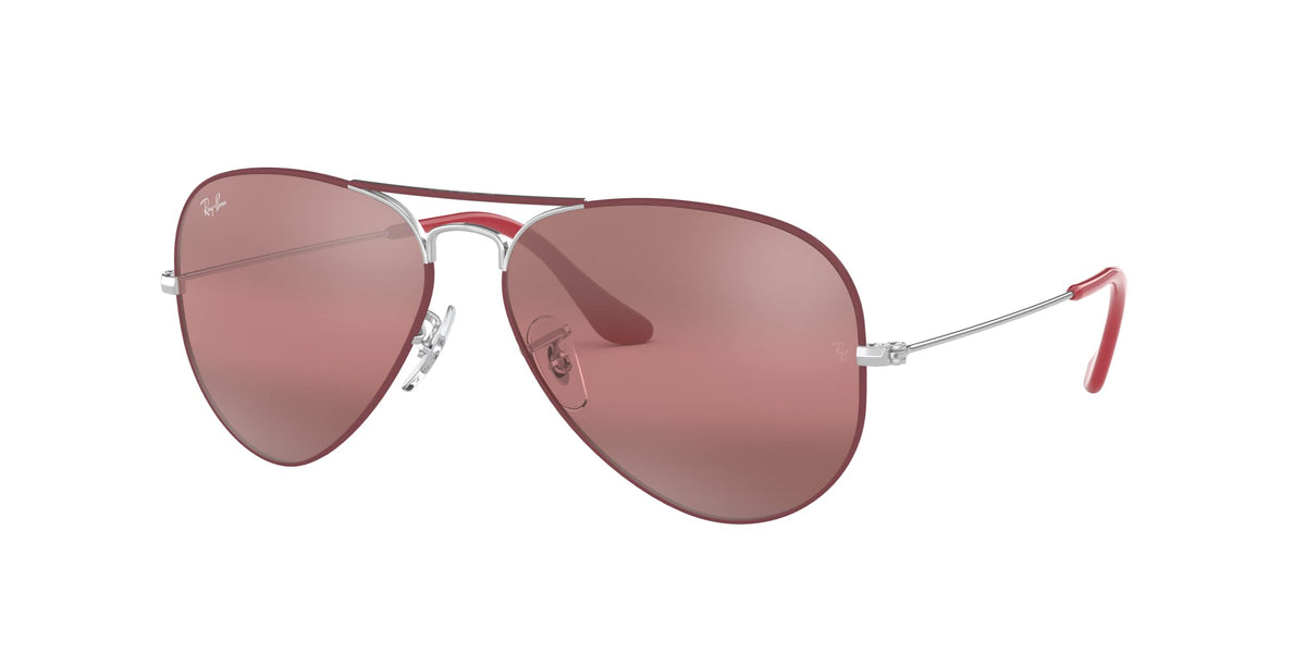Ray-Ban Rb3025 Classic Evolve Polarized Aviator Sunglasses, Matte Bordeaux On Silver/Purple Bi-Mirrored Grey Photochromic, 58 mm