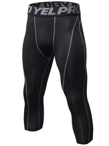 Yuerlian Mens 3/4 Leggings Men 3/4 Compression Pants Baselayer Athletic Workout Running Leggings