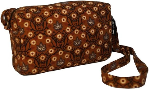 earthsave Cotton Premium Sling Bag - Floral Brown | Sling Bag for Women with Adjustable strap | Cross Body Bag for woman