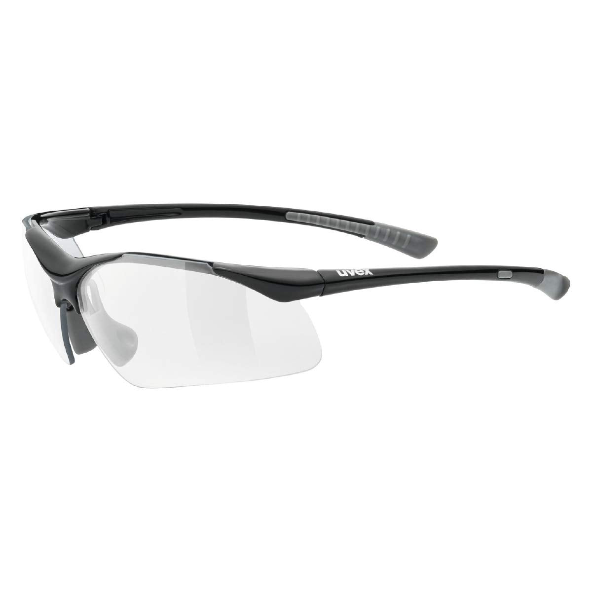 uvex Sportstyle 223 - Sports Sunglasses for Men and Women - Mirrored Lenses - Comfortable & Non-Slip - Black Grey/Clear - One Size
