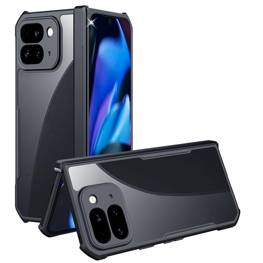 TECHGEAR Tough Case for Pixel 9 Pro Fold [Fusion Armour] Premium Hybrid Tough Rugged Protective Bumper Case Heavy Duty Protection with Clear Back Designed For Google Pixel 9 Pro Fold - Black