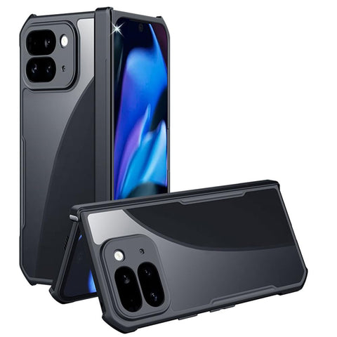 TECHGEAR Tough Case for Pixel 9 Pro Fold [Fusion Armour] Premium Hybrid Tough Rugged Protective Bumper Case Heavy Duty Protection with Clear Back Designed For Google Pixel 9 Pro Fold - Black