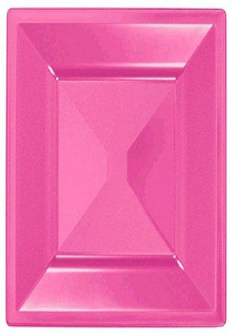 Square Plastic Luncheon Plates | 8" | Bright Pink | Pack of 10 | Party Supply