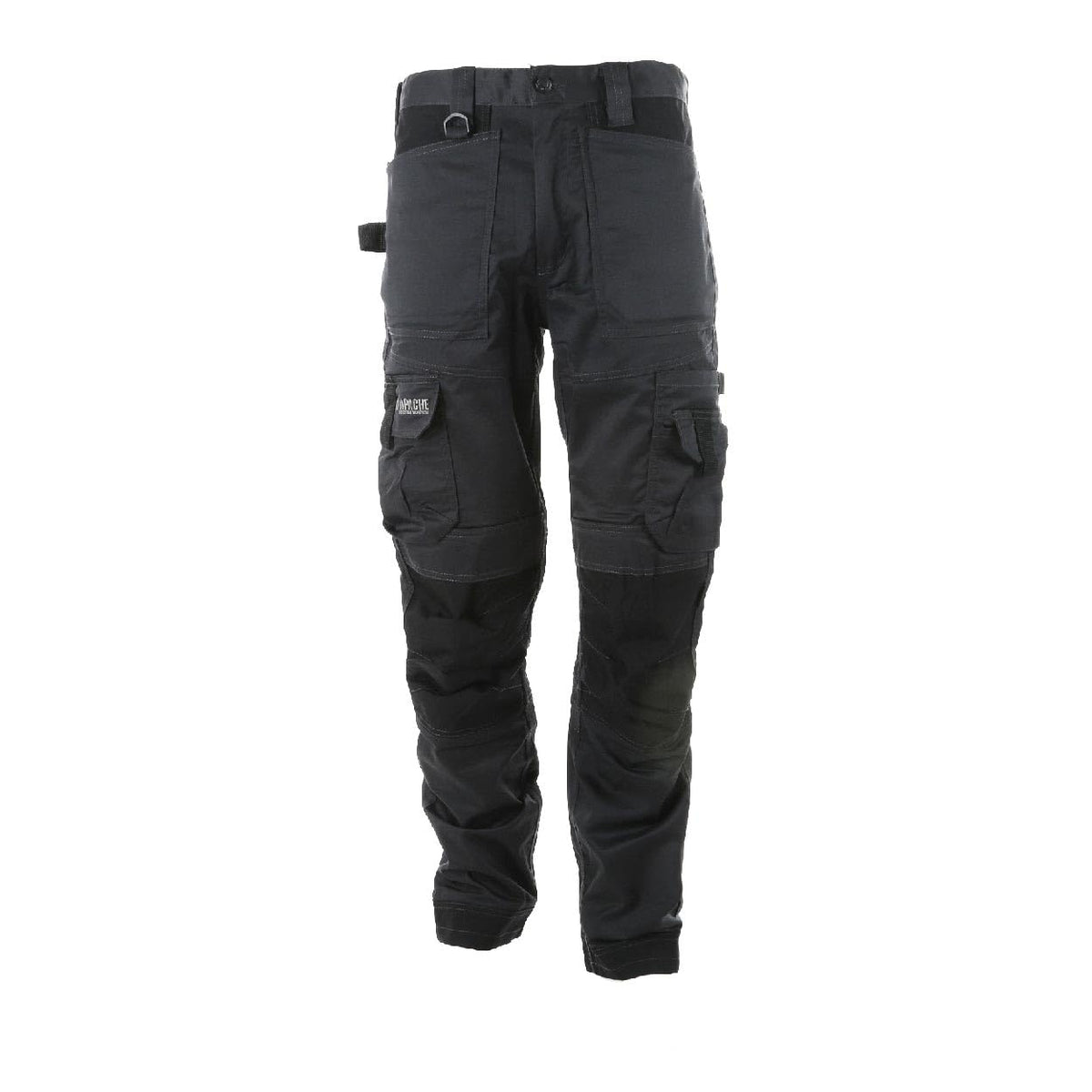 Apache Workwear Men's Site Trouser | ATS 3D Stretch Holster Trouser | Grey/Black 31L x 32W | Cordura Side Cargo Pocket | Low Rise Comfort Waist | Reinforced Hem Knee Pad and Phone Pocket