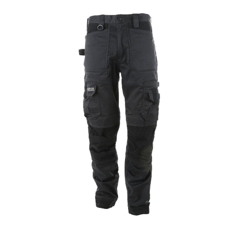 Apache Workwear Men's Site Trouser | ATS 3D Stretch Holster Trouser | Grey/Black 31L x 32W | Cordura Side Cargo Pocket | Low Rise Comfort Waist | Reinforced Hem Knee Pad and Phone Pocket
