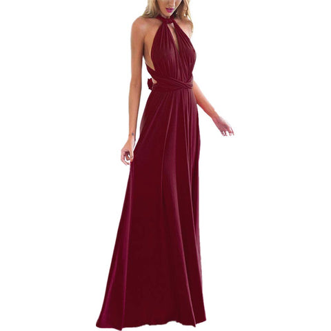 OBEEII Convertible Warp Maxi Dress Multi Way Wear Party Wedding Bridesmaid Long Dresses BurgundyS