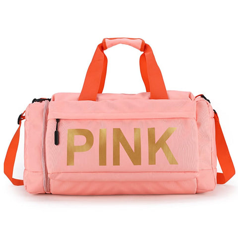 Large Capacity Crossbody Bag Gym Bag for Women Men, Travel Duffle Bag Aesthetic Sports Handbag, Waterproof Gym Tote Bag Portable Fitness Shoulder Bag Weekender Overnight Bag for Travel (Pink-b)