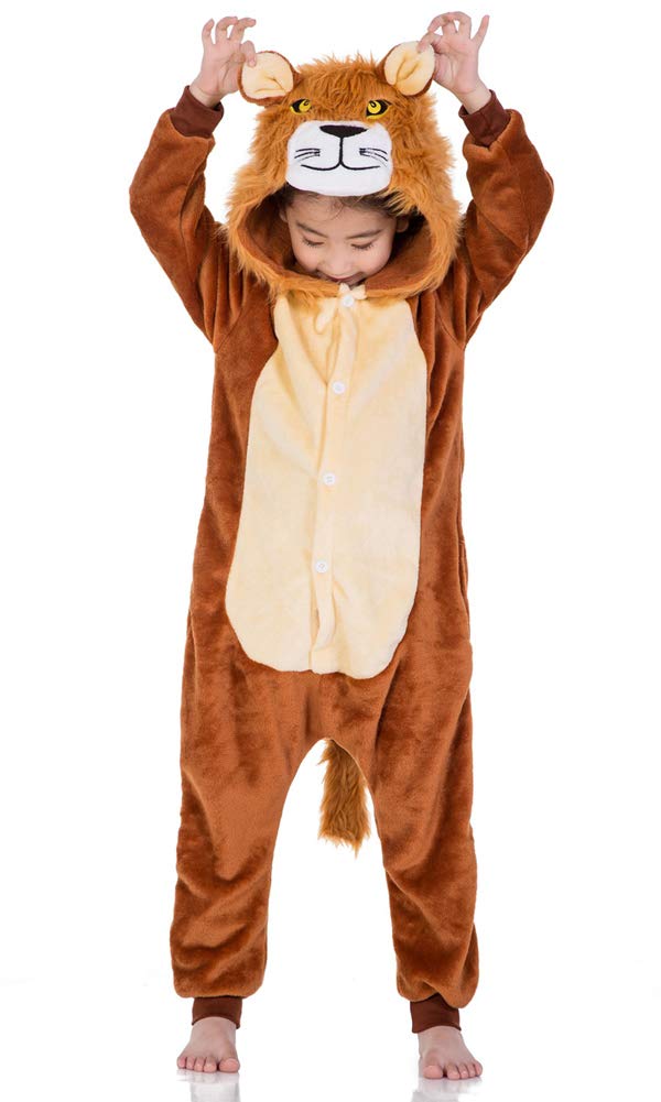 yolsun Kids Lion Animal Halloween Costume, Deluxe Kids Onesie Dress up for Boys&Girls