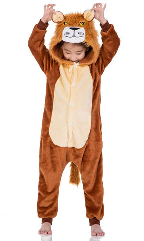 yolsun Kids Lion Animal Halloween Costume, Deluxe Kids Onesie Dress up for Boys&Girls