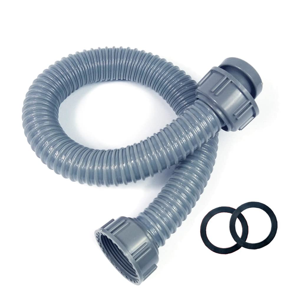 1 Piece Flexible Sink Drain Pipe Double Head Sink Drain Pipe Expandable Flexible Sink Drain Drainage Pipe Double Screw Drain Pipe Connection, 45mm Inner Diameter of Screw, Length 40cm