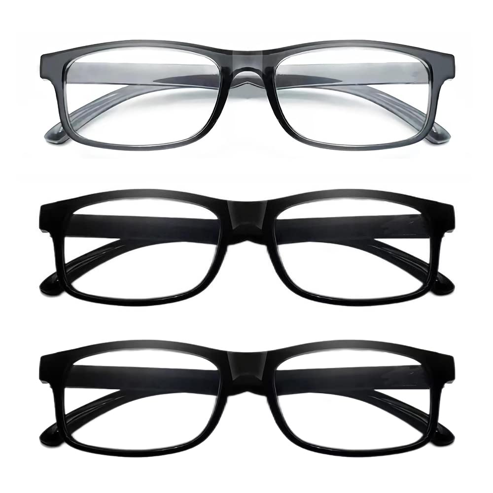 CVVTSPE 3 Pack Reading Glasses Blue Light Blocking,Reading Glasses for Women Men,Anti UV/Glare Filter Lightweight Eyeglasses (2 Black 1 Grey, 1, multiplier_x)