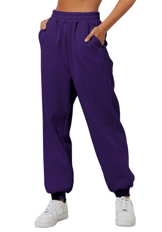 Yovela Sweatpants Women High Waisted Baggy Sweat Pants Winter Outfits Cotton Fleece Lined Comfy Lounge with Pocket Darkpurple S