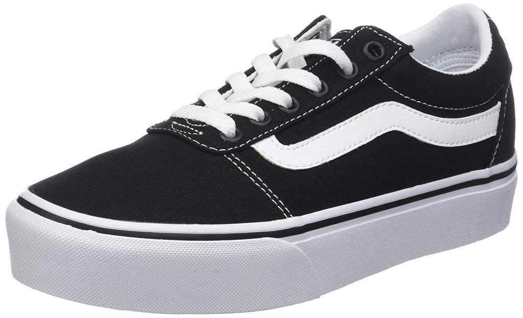 Vans Ward Platform Women's Sneaker, Canvas Black White, 6.5 UK