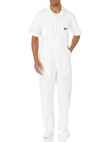 Dickies Men's Short-Sleeve Coverall, White, Small Regular