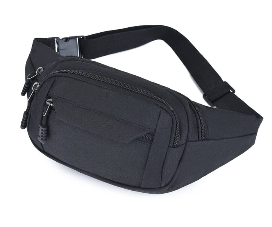 SJG Bumbag Fanny Pack Waist Hip Bag for Men Women Kids Waterproof for Travel Festival Hiking Walking Running Outdoors Sports (Black)