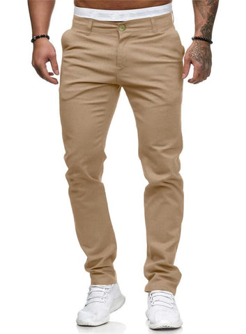 HUNGSON Men Skinny Slim Fit Casual Jeans Dyeing Stretch Straight Fashion Denim Pants(Khaki,30)