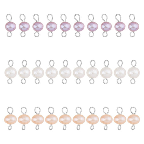 SUPERFINDINGS 30Pcs Pearl Pendant Connectors Irregular Natural Freshwater Pearl Links Pearl Bead Dangle Charms with 304 Stainless Steel Double Loops for DIY Jewelry Making, Hole: 2.5mm