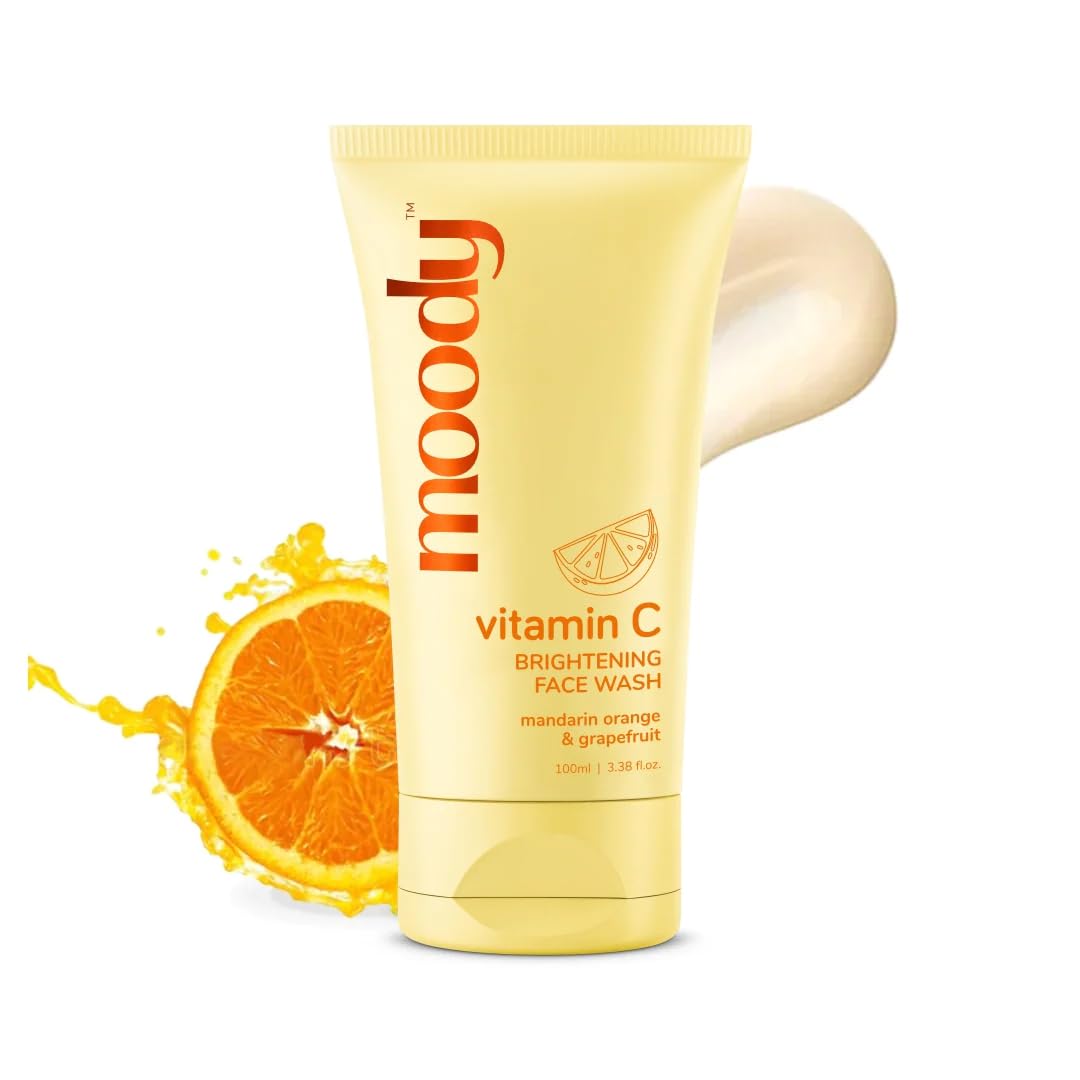 Moody Vitamin C Brightening Face Wash with Mandarin Orange | Gently Cleanses, Hydrates & Reduces Dark Spots | Face Cleanser For Normal, Oily & Combination Skin | Men & Women | 100 ML