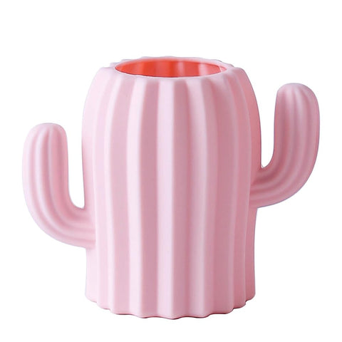 YOSCO Silicone Pen Holder Cactus Pencil Holder Cute Pens Cup for Desk for Kids Office Decor Desk Accessories Makeup Brush Holder(Pink)