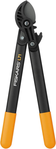 Fiskars PowerGear Anvil Gear Shears for Dry Twigs and Branches, Non-stick Coated, Hardened Precision Steel, Length: 45 cm, Black/Orange, L71, 1001556