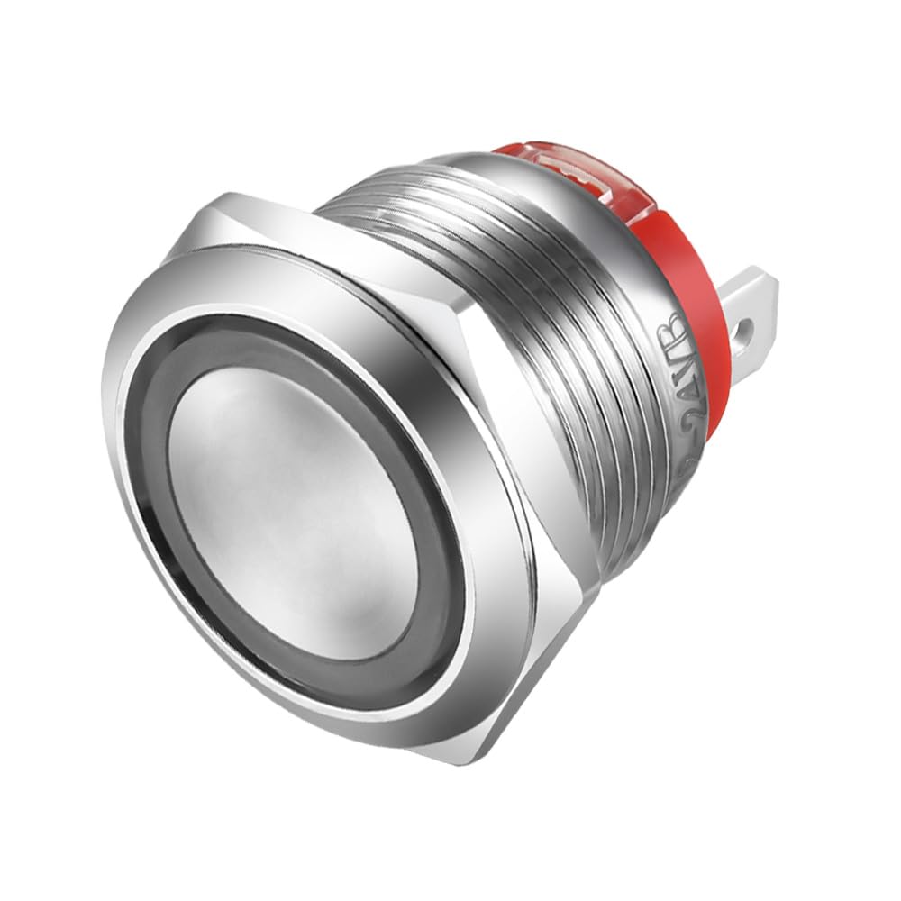 Gebildet Short Type Push Button Blue LED 19mm Momentary Stainless Steel Push Button Switch 20A/12-24V Waterproof 4 pin SPST Switch