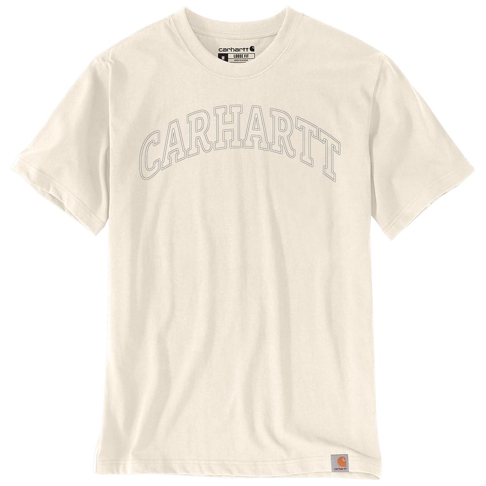 Carhartt Men's Relaxed Fit Heavyweight Short-Sleeve Logo Graphic T-Shirt, Malt